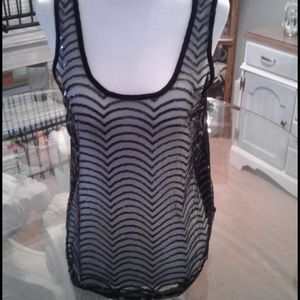 Unbranded sheer  sexy black sparkle Tank style Top